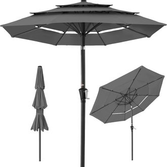 Best Choice Products 10ft 3-Tier Patio Umbrella, Market Sun Shade w/ Tilt Adjustment, Easy Crank