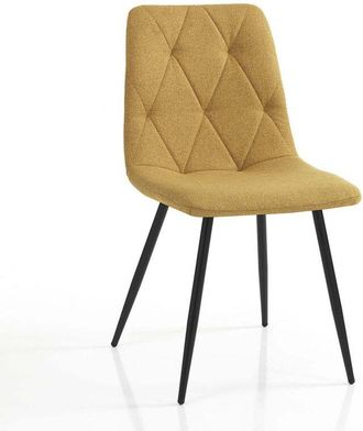 Oresteluchetta Juego De 4 Sillas De Cocina Tapizadas En Tela F&aacute;cil De Limpiar Bells - Amarillo