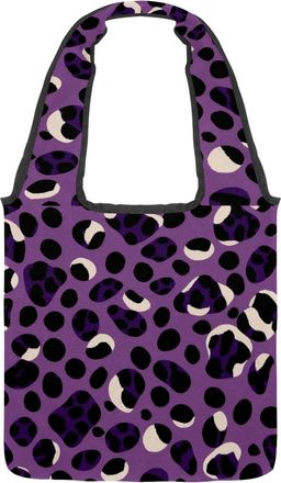Generic Aesthetic Leopard Print Reversible Canvas Shoulder Tote - Double-Sided Print, 12oz Cotton, 27cm Drop, Fold-Flat Bag for Travel, Shopping, Street Outin