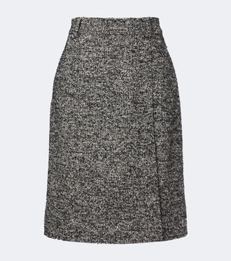Dolce & Gabbana Wool, silk, and alpaca-blend tweed pencil skirt