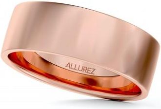 Allurez Flat Comfort Fit Plain Ring Wedding Band 14k Rose Gold (6mm)