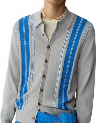Guest In Residence Baja Plaza Long Sleeve Shirt In Stone Combo