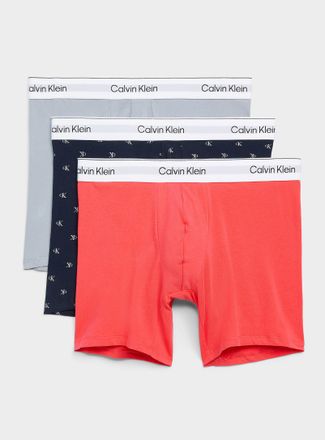 Calvin Klein Mens 6 grey/navy/red boxer briefs Icon Cotton Stretch 3-pack