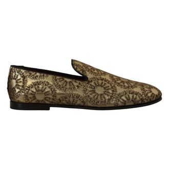 Dolce & Gabbana Loafers, male, Yellow, Size: 10 US Luxury Gold Loafers Slides Shoes