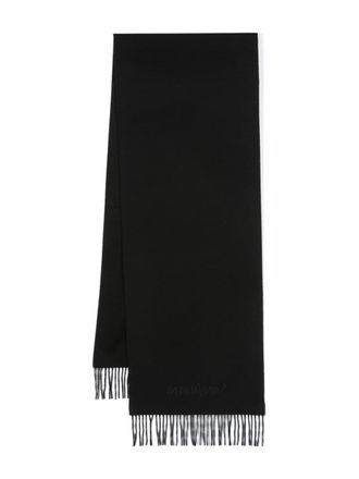 Saint Laurent logo-embroidered cashmere scarf - unisex - Polyester/Cashmere - One Size - Black