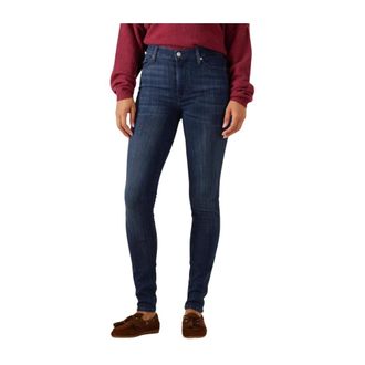 7 For All Mankind Jeans, Dames, Blauw, W25, Denim, Hoge Taille Skinny Jeans Blauw