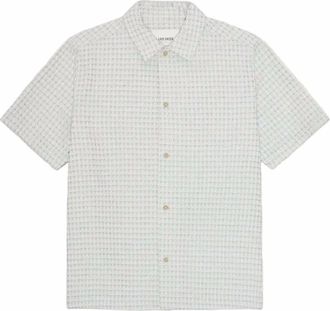 Les Deux Mens Check Seersucker Short Sleeve Shirt In Ivory