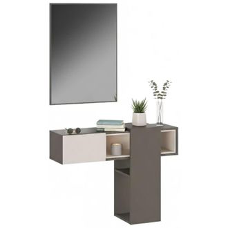 Dmora Mobile da Ingresso Daba, Specchio Incluso, un Cassetto, un Vano, 100x31x75h cm Grigio
