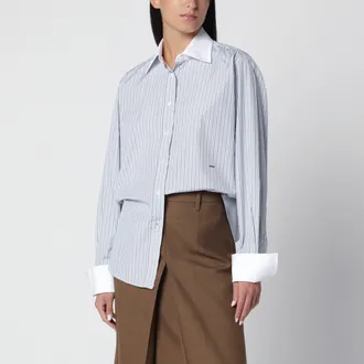 Prada Camicia color cielo a righe in cotone