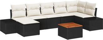 vidaXL Garden Sofa Set 8 pcs Black, white Vidaxl