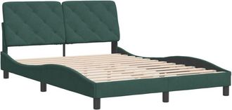 vidaXL Estructura Cama Sin Colch&oacute;n Terciopelo Verde Oscuro 140x190 Cm Vidaxl