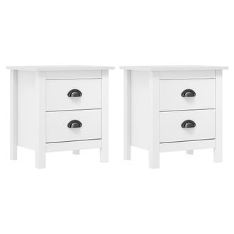 vidaXL Vidaxl - Mesita De Noche Hill Madera Maciza De Pino Blanco 46x35x49,5 Cm