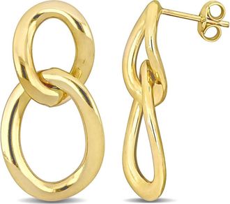 Amour Open Oval Double Link Earrings In 10K Yellow Gold