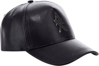 A|X Armani Exchange Faux Leather Baseball Cap - Dames - Petten - Zwart - ONE Size - Leer - Accessoires