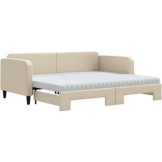 vidaXL Vidaxl - Sof&aacute; Cama Nido Con Colch&oacute;n Tela Crema 90x200 Cm