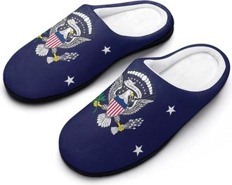 Generic Flag of The President of The United States Mens House Slippers Memory Foam Washable Cotton Slip on Home Shoes