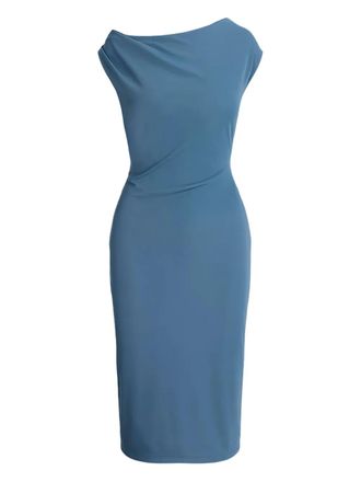 Lauren Ralph Lauren off-shoulder ruched dress - women - Polyester - 34 - Blue