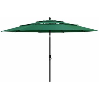 vidaXL Sombrilla Jard&iacute;n De 3 Niveles Con Palo De Aluminio Verde 3,5 M Vidaxl