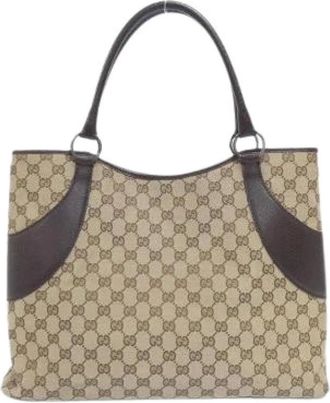 Gucci Pre-owned Handbags, female, Beige, Size: ONE SIZE Pre-owned GG Canvas Tote Bag