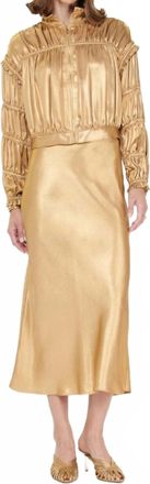 Current Air Ella Shirring Detail Jacket In Gold