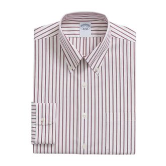 Brooks Brothers Striped Slim Fit Cotton Dress Shirt - male - Brooks Brothers - Formal Shirts - Red - L - Shirts