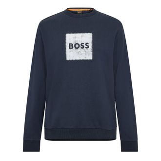 HUGO BOSS Heren Stitch Crew Hals Sweatshirt (Marine)