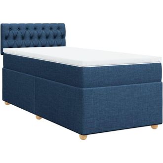 vidaXL Cama Box Spring Con Colch&oacute;n Tela Azul 100x200 Cm Vidaxl