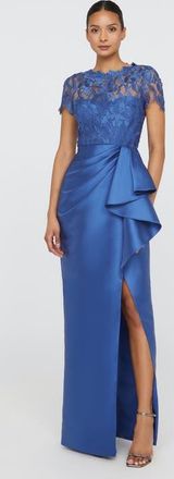 Theia Selena Column Draped Dress in Blue Mirage at Nordstrom, Size 16
