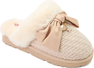 Dearfoams Fireside by Dearfoams Womens Daniella Karagach Collab Knit Shearling Scuff Slippers