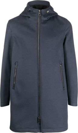 Herno zip-up hooded coat - men - Cashmere/Polyester/Wool - 48 - Blue