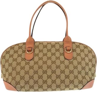 Gucci Pre-owned Handbags, female, Beige, Size: ONE SIZE Pre-owned GG Canvas Leather 2way Bag
