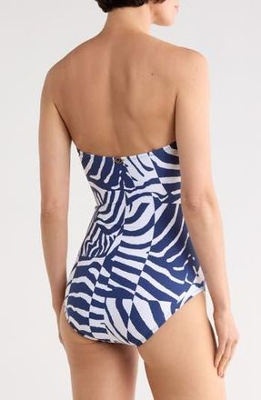 Jantzen Flora Bandeau One-Piece Swimsuit in Pantheon Blue at Nordstrom Rack, Size 6