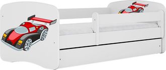 Les Tendances Cama 80x160 Somier Y Caj&oacute;n Incluidos Kocot Kids Babydream Coche De Carreras Blanco