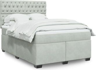 vidaXL Vidaxl - Cama Box Spring Con Colch&oacute;n Terciopelo Gris Claro 140x200 Cm