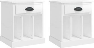 vidaXL Bedside Cabinets 2 pcs High Gloss White 43x36x50 cm Vidaxl
