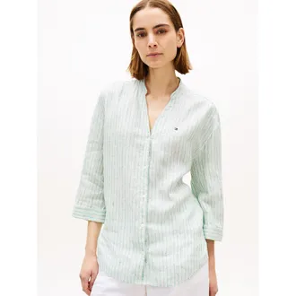 Tommy Hilfiger Linnen blouse met V-hals, 3/4 mouwen