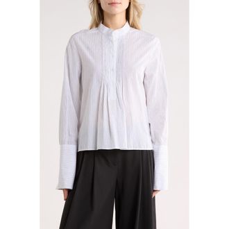 TWP Revelry Cotton & Linen Blend Shirt in White /Charcoal at Nordstrom Rack, Size Small