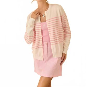 Skies Are Blue Clothing Missy Cardigan In Pink