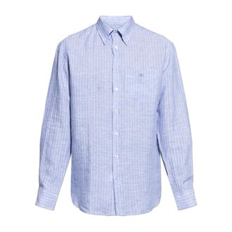 Etro Shirt met zak - Heren - Zakelijke Overhemden - Blauw - L - Leer - Overhemden