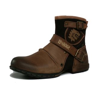 Generic Mens Boots Boots for Men Casual Boots Motorcycle Combat Ankle Dress Boots Mens with Cowboy Style,Brown,9.5 UK