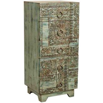 Wanderlust Deco Sinfonier De Madera Tallada Verde 45x40x100