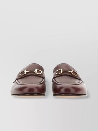 Ferragamo gancini ornament loafers featuring gold-tone hardware