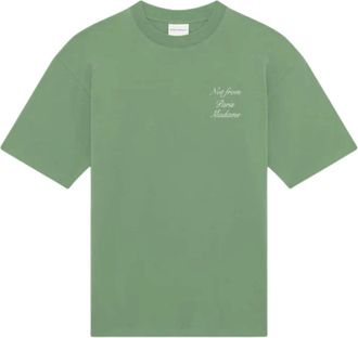 Dr&ocirc;le de Monsieur T-Shirts, male, Green, Size: M Calligraphy Slogan T-Shirt