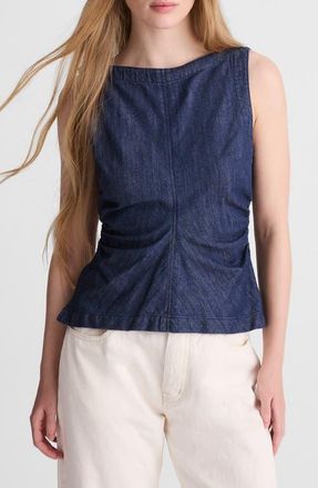 Madewell Ruched Denim Shell Top in Light Rinse at Nordstrom, Size 00