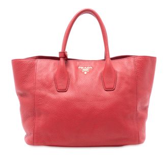 Prada Tweedehands Vitello Daino Open Convertible Tote