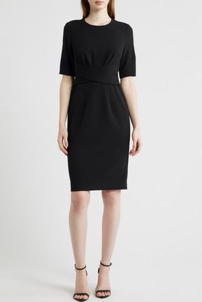 Anne Klein Wrap Overlay Sheath Dress in Anne Black at Nordstrom, Size 10