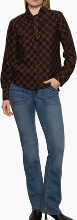 Sanctuary Autumn Plaid Blouse In Cocoa Plaid