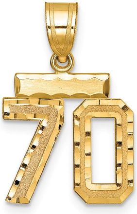 Diamond2Deal 14k Yellow Gold Small Brushed Diamond-cut Number Charm Pendant