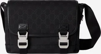 Gucci Mens Gg Fabric Shoulder Bag Black