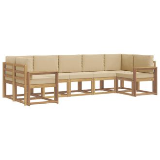 vidaXL Conjunto De Sof&aacute;s De Exterior Con Coj&iacute;n 7 Pcs Y Beige Vidaxl
